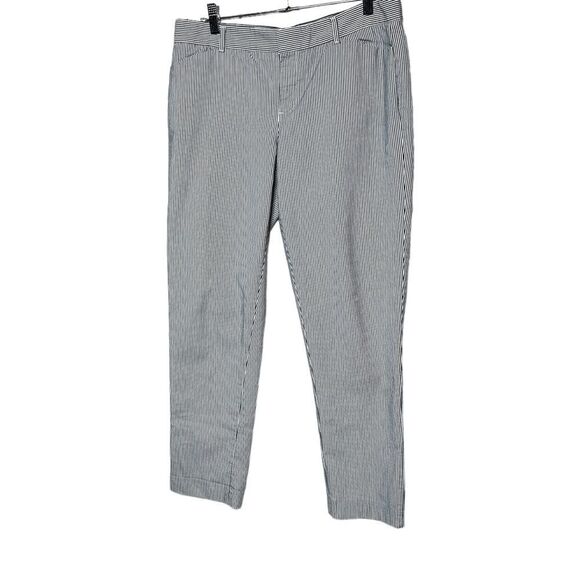 Gap slim cropped blue and white striped ankle pants size 8 tall - Picture 3 of 8